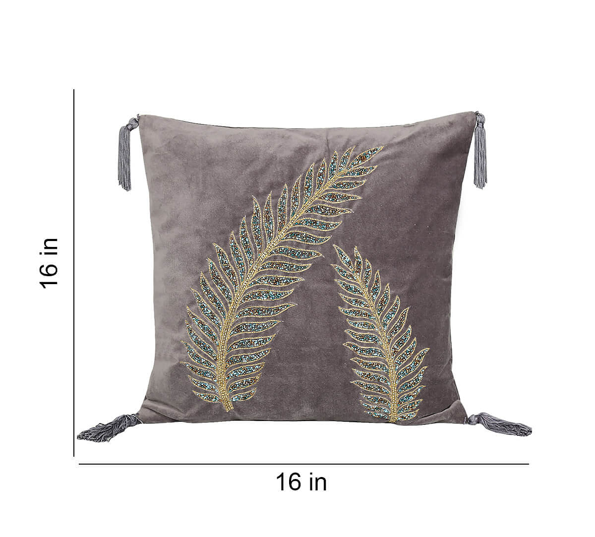 India Circus by Krsnaa Mehta Grey Petal Embellishment Cushion Cover