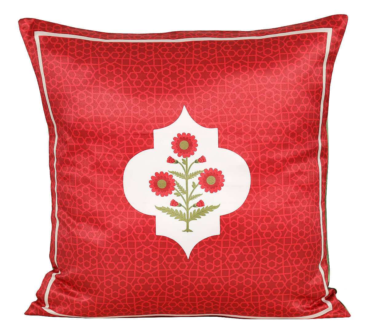 India Circus by Krsnaa Mehta Grey Poppy Flower Satin Blend Cushion Cover Set of 5