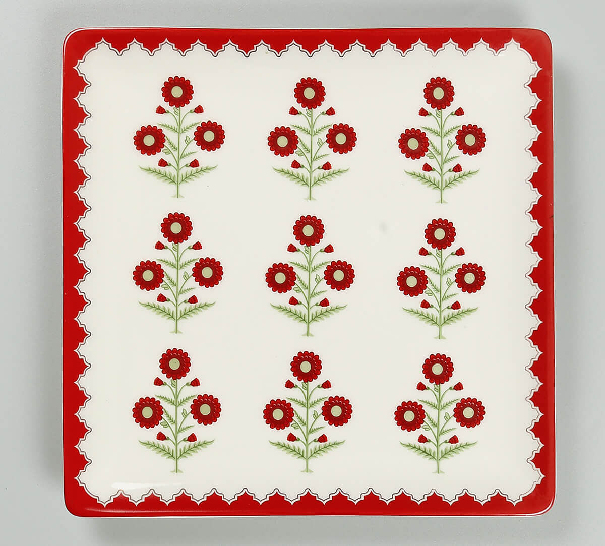 India Circus by Krsnaa Mehta Grey Poppy Flower Medium Platter