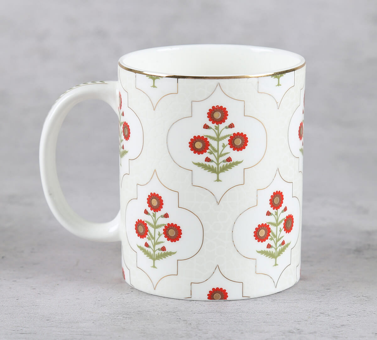 India Circus by Krsnaa Mehta Grey Poppy Flower Mug Set of 2