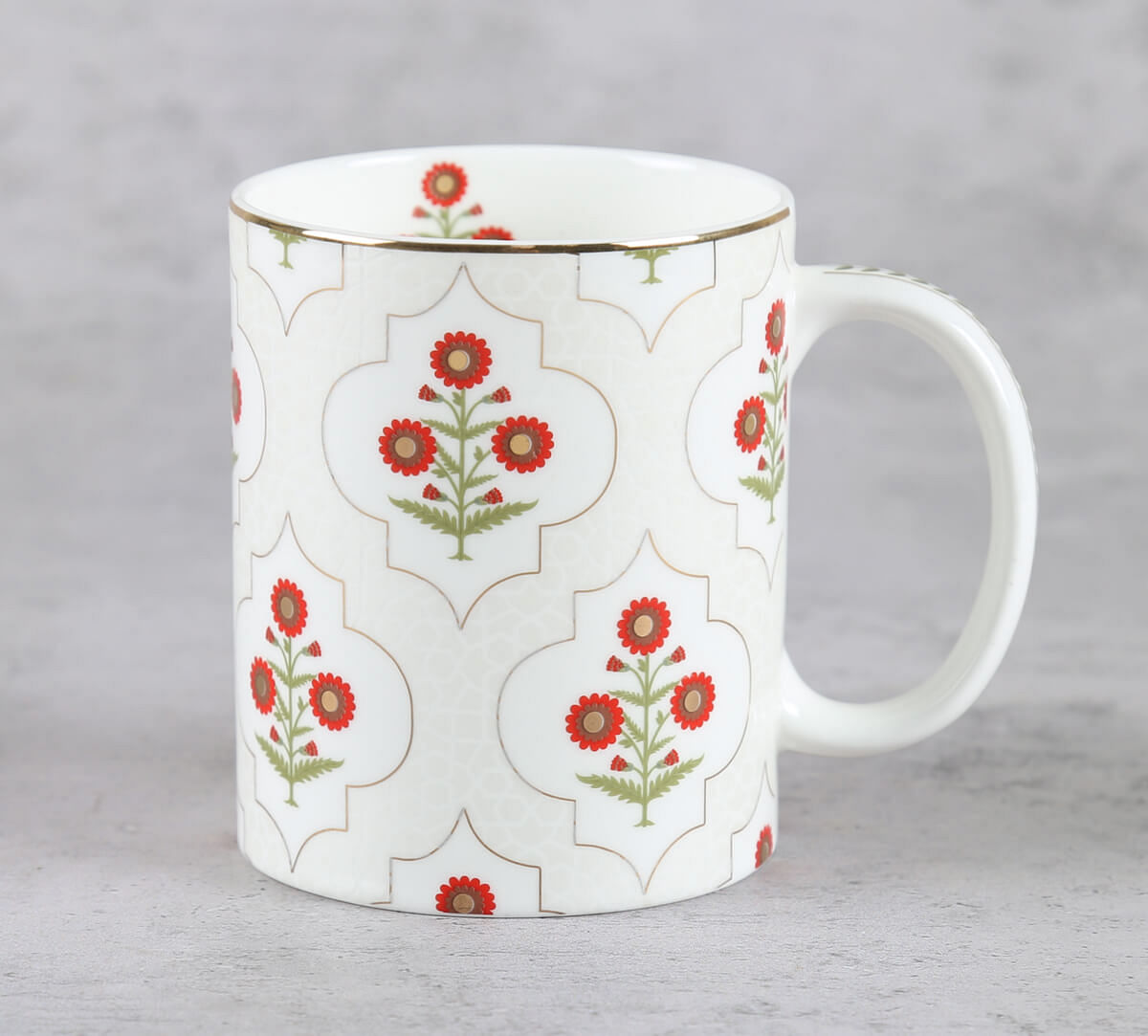 India Circus by Krsnaa Mehta Grey Poppy Flower Mug Set of 2