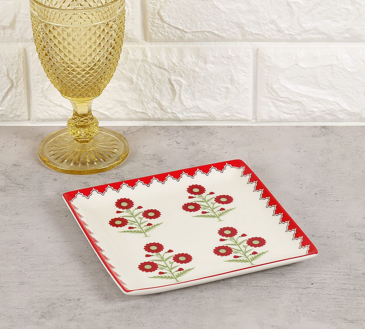 India Circus by Krsnaa Mehta Grey Poppy Flower Small Platter