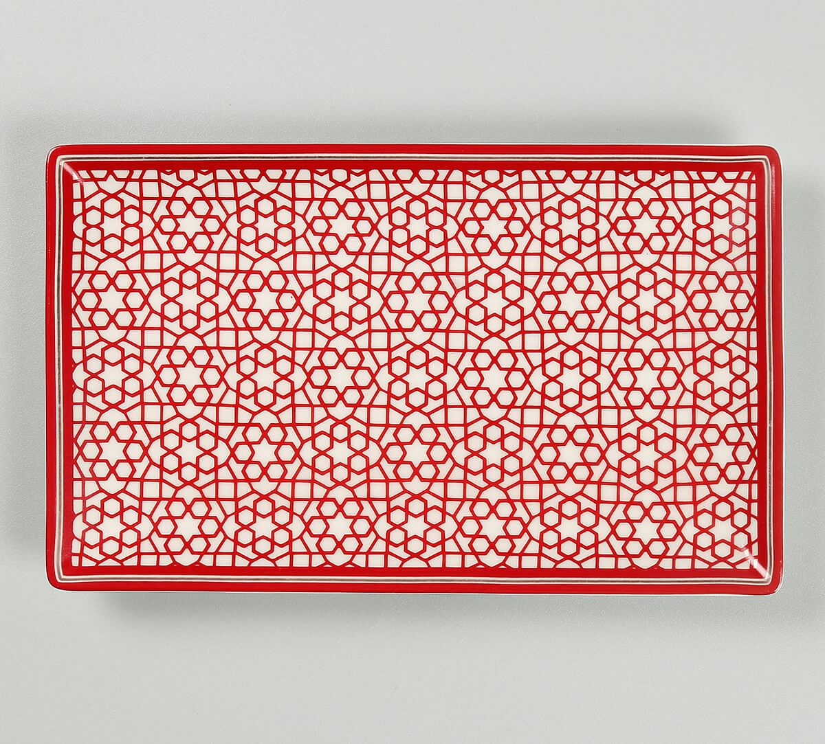 India Circus by Krsnaa Mehta Grey Poppy Flower Small Rectangle Platter