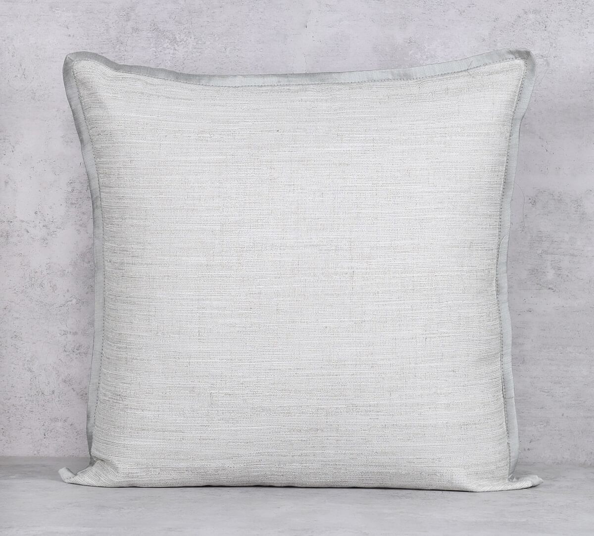 India Circus by Krsnaa Mehta Heavenly Gray Flange Khadi Cushion Cover