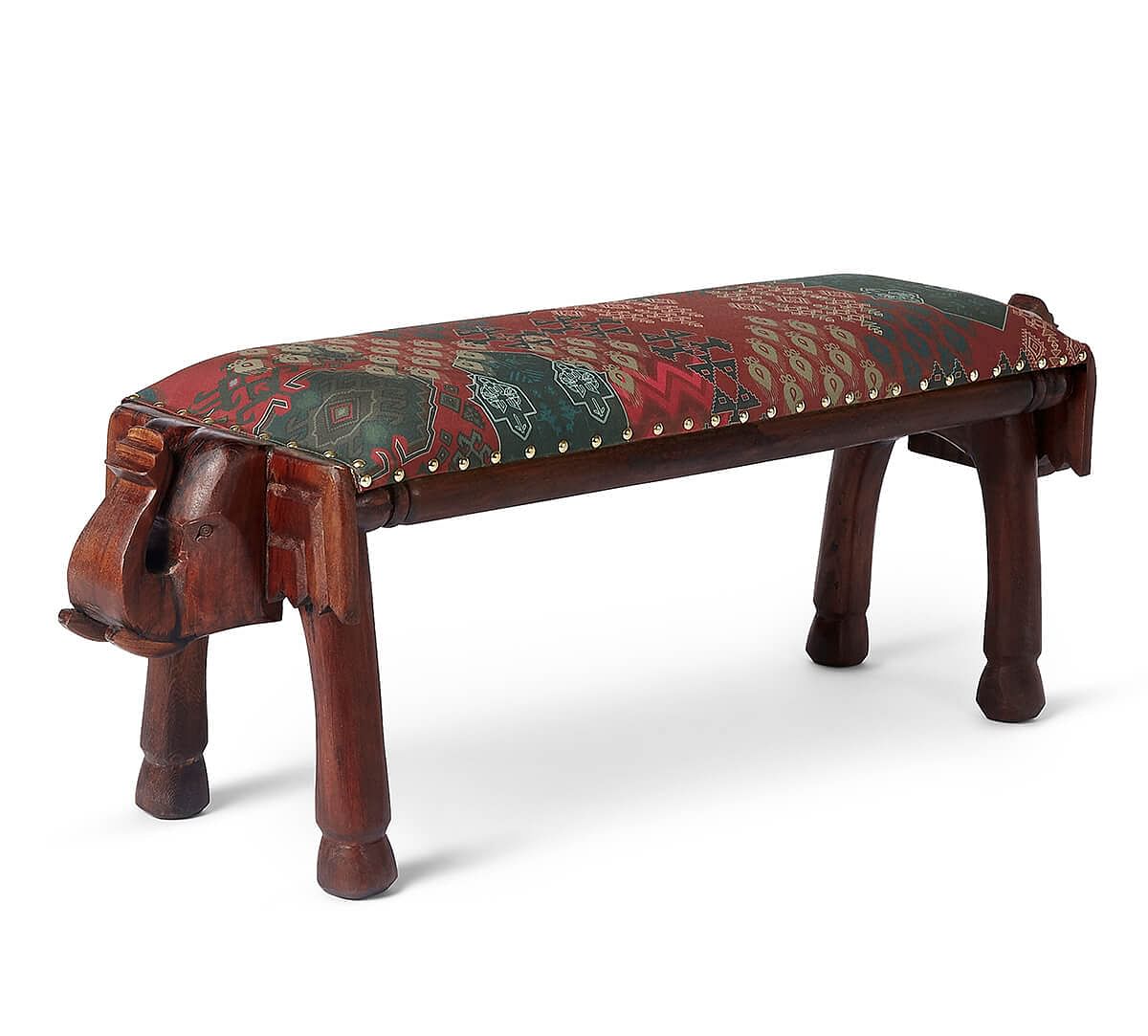 India Circus by Krsnaa Mehta Heritage Haven Wooden Elephant Bench