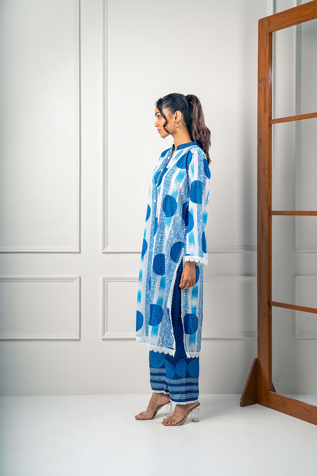 India Circus by Krsnaa Mehta Ivory Cobalt Co-Ord Set