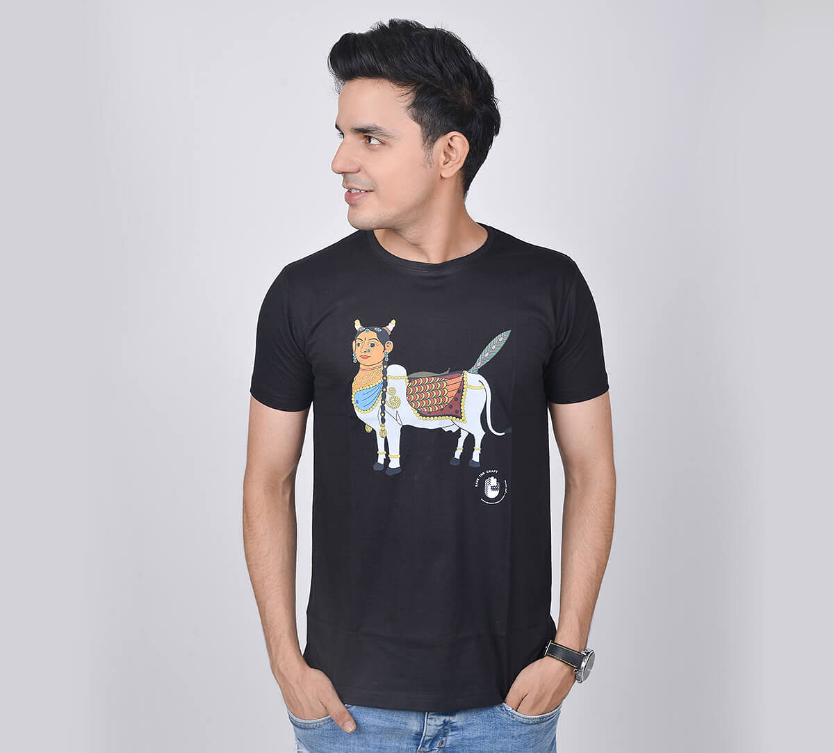 India Circus by Krsnaa Mehta Kamadhenu Implore Unisex Extra Small T-Shirt