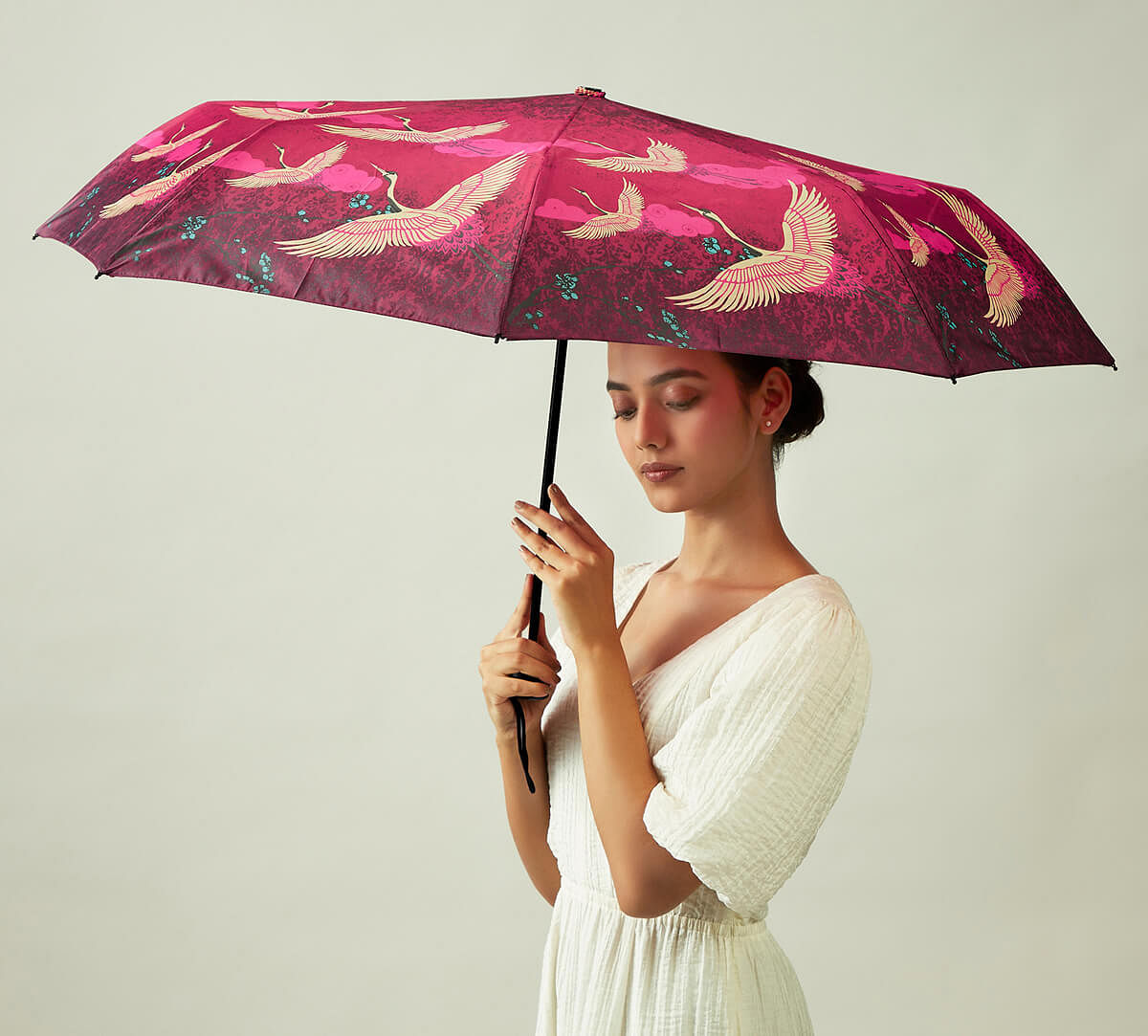 India Circus by Krsnaa Mehta Legend of the Cranes 3 fold Umbrella