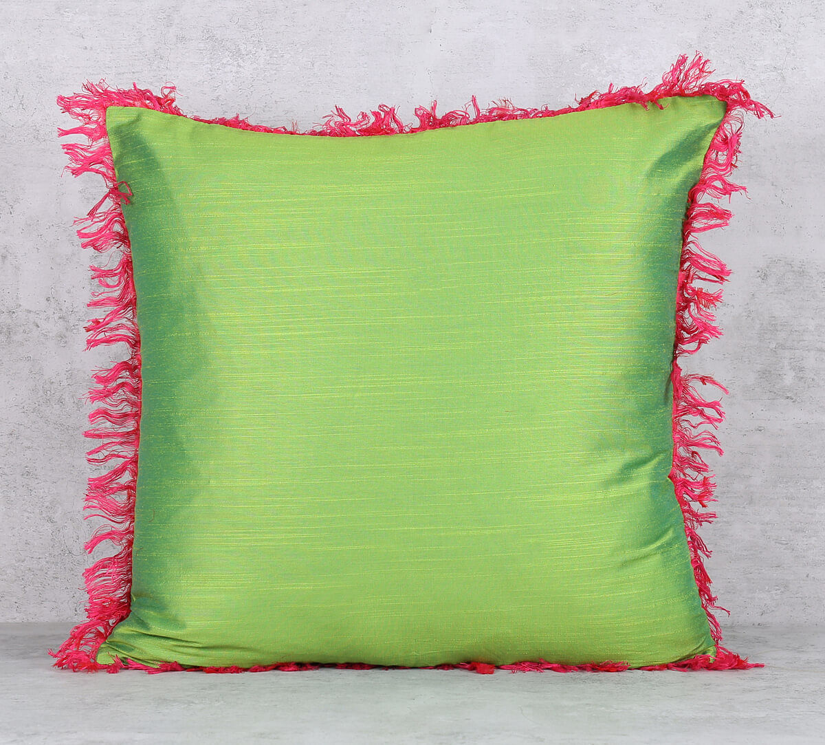 India Circus by Krsnaa Mehta Lime Fringe Cushion Cover