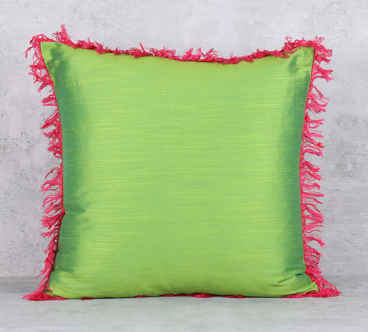 India Circus by Krsnaa Mehta Lime Fringe Cushion Cover