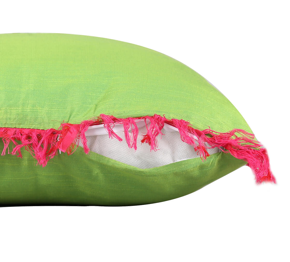 India Circus by Krsnaa Mehta Lime Fringe Cushion Cover