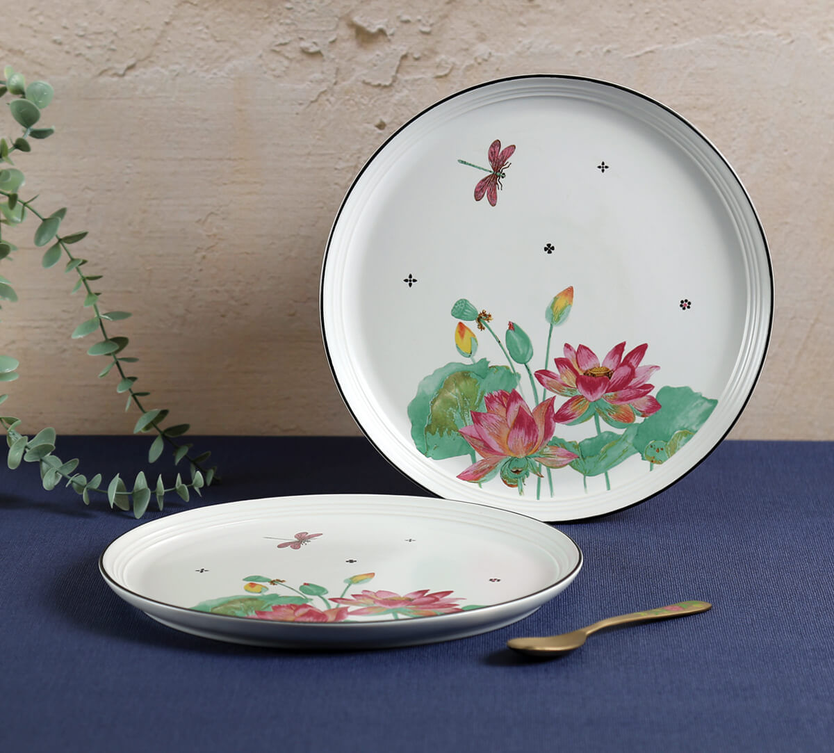 India Circus by Krsnaa Mehta Lotus Pond Dinner Plate Set of 2