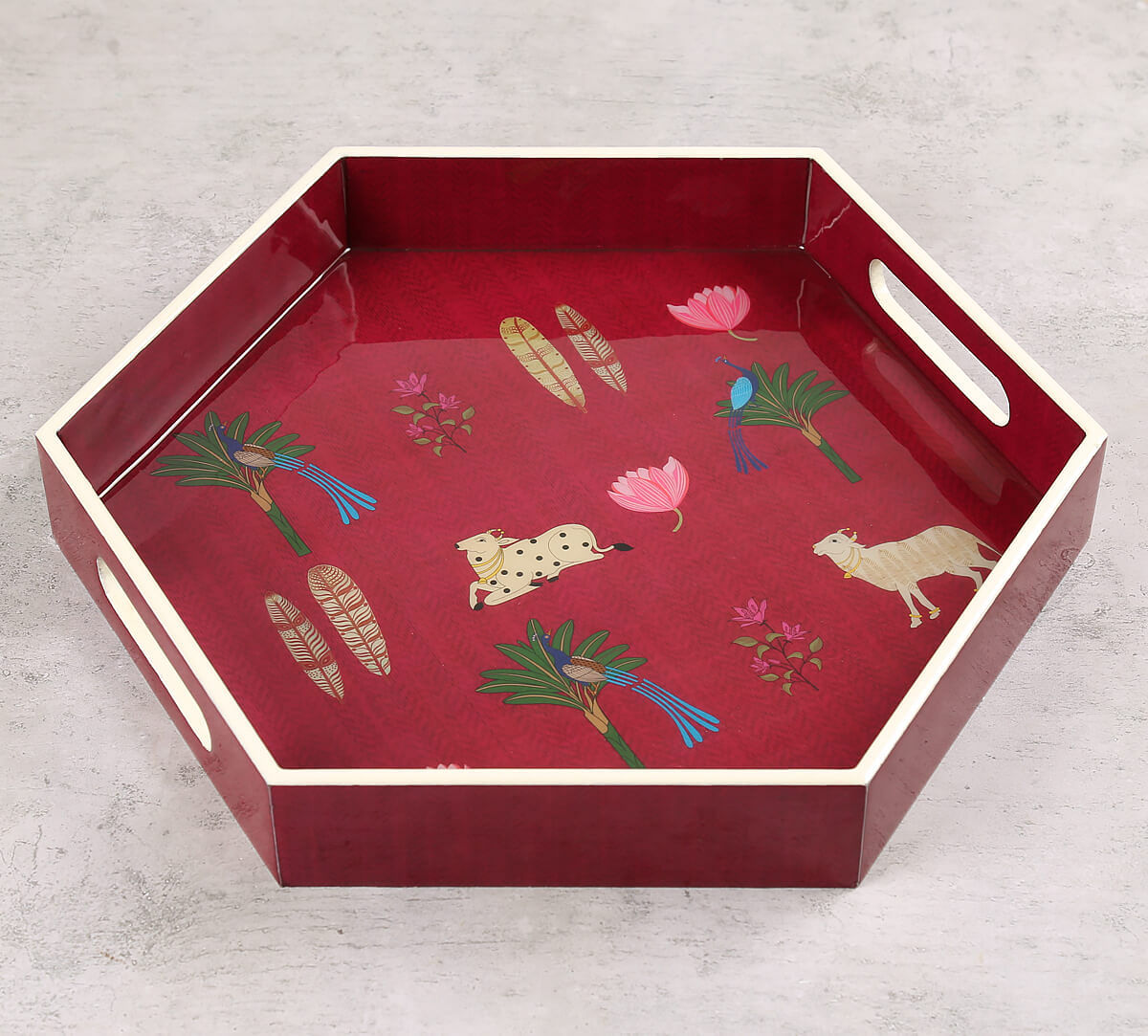 India Circus by Krsnaa Mehta Magenta Biome Mystique Hexagon Tray