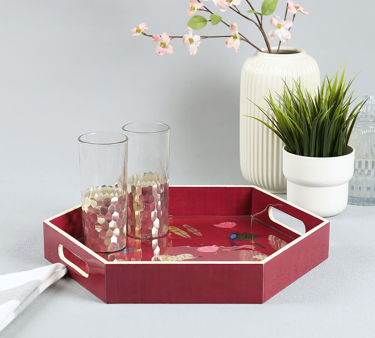 India Circus by Krsnaa Mehta Magenta Biome Mystique Hexagon Tray