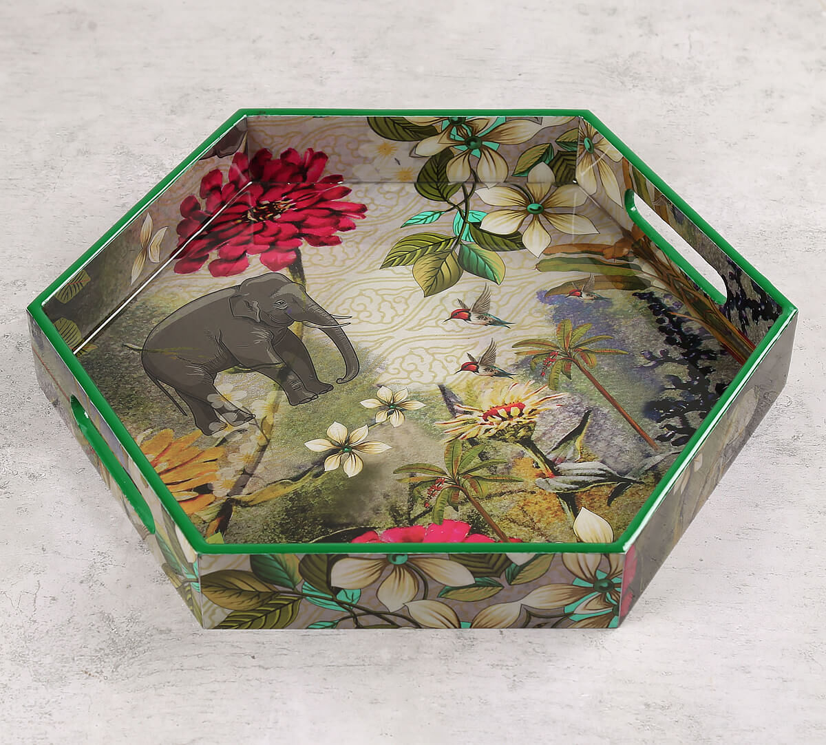 India Circus by Krsnaa Mehta March of the Blossoms Hexagon Tray