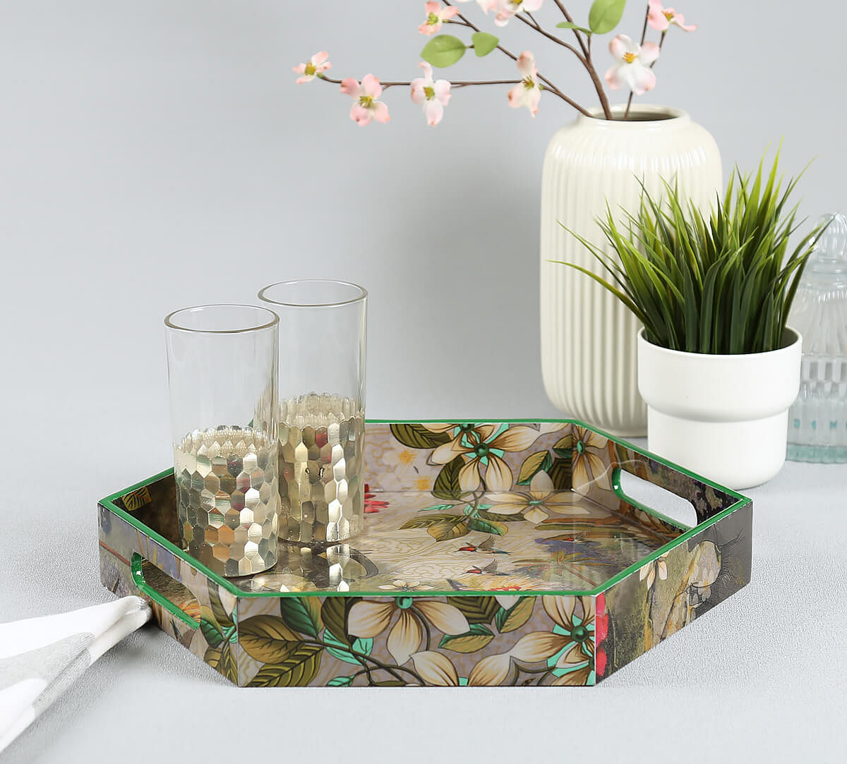 India Circus by Krsnaa Mehta March of the Blossoms Hexagon Tray