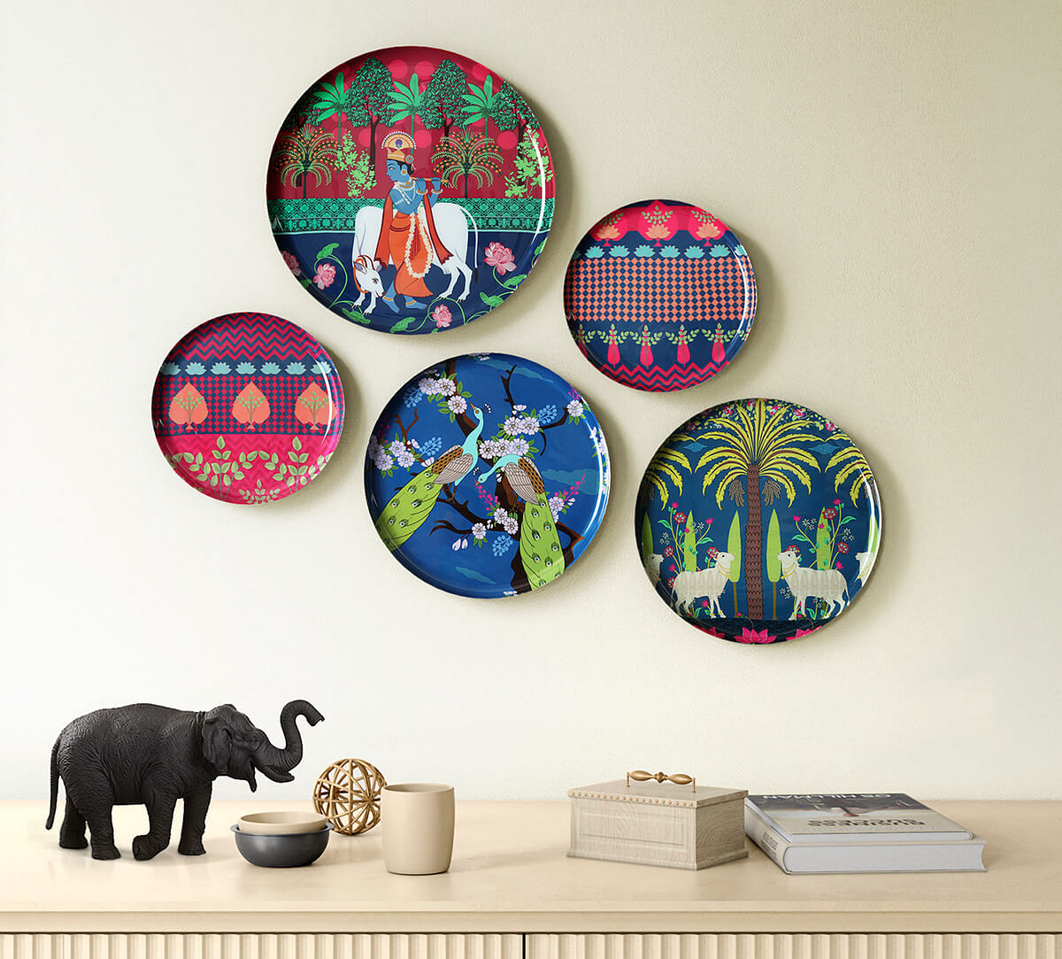 India Circus by Krsnaa Mehta Mathuras Mischief Wall Decor Plates Set of 5