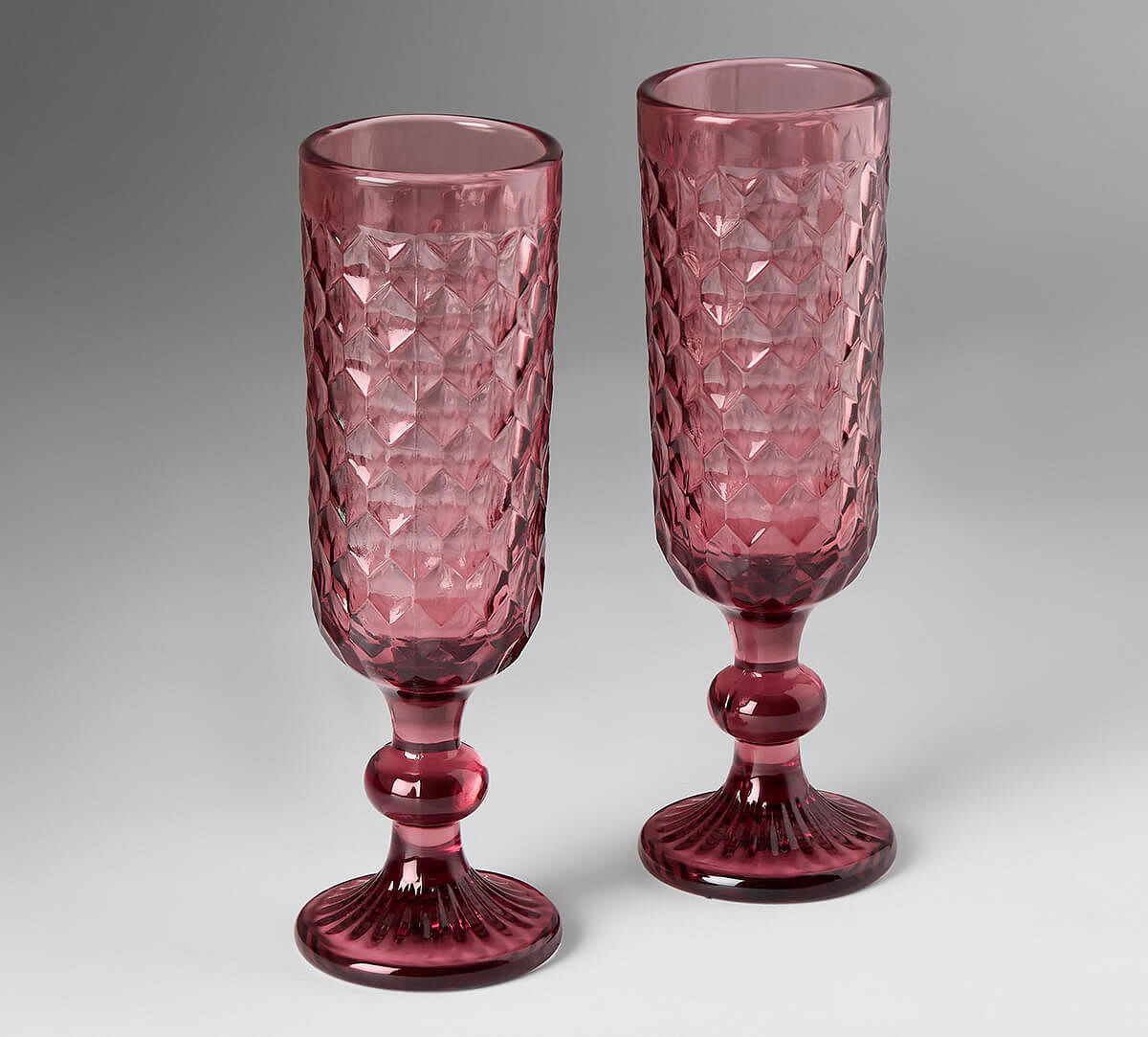 India Circus by Krsnaa Mehta Merlot Embossed Champagne Glasses Set of 2