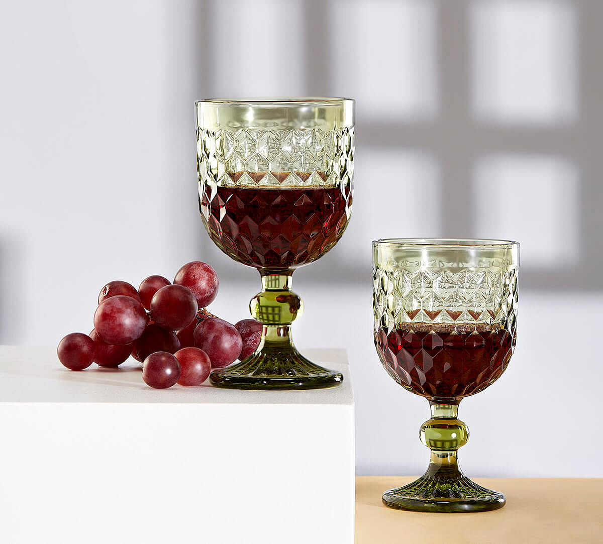 India Circus by Krsnaa Mehta Mint Embossed Wine Glasses Set of 2