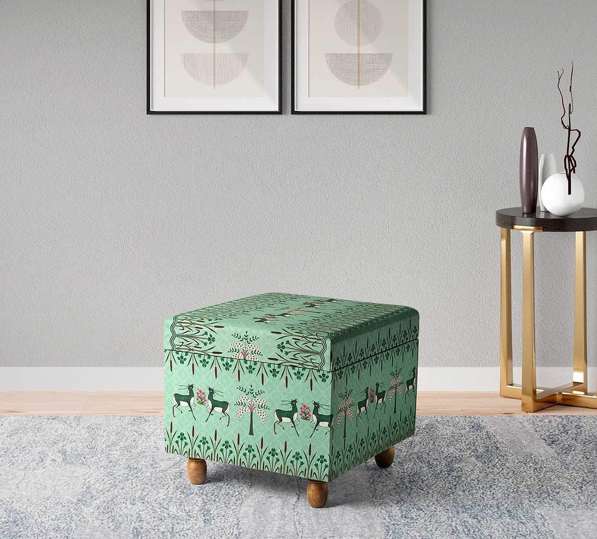 India Circus by Krsnaa Mehta Mirroring Deer Garden Storage Pouffe