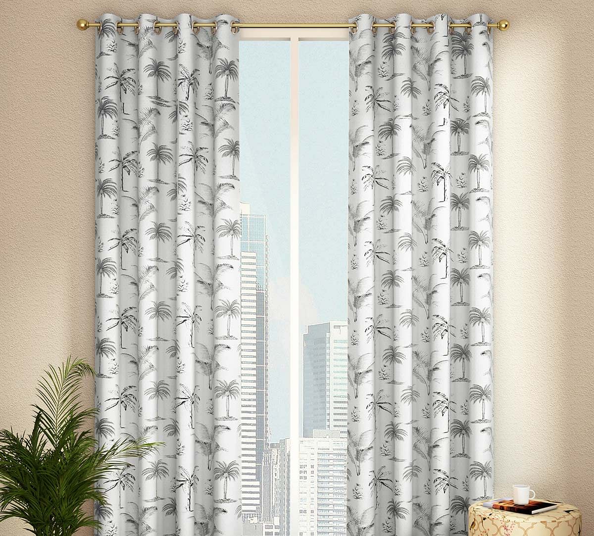 India Circus by Krsnaa Mehta Monochrome Palms Full Length Curtain