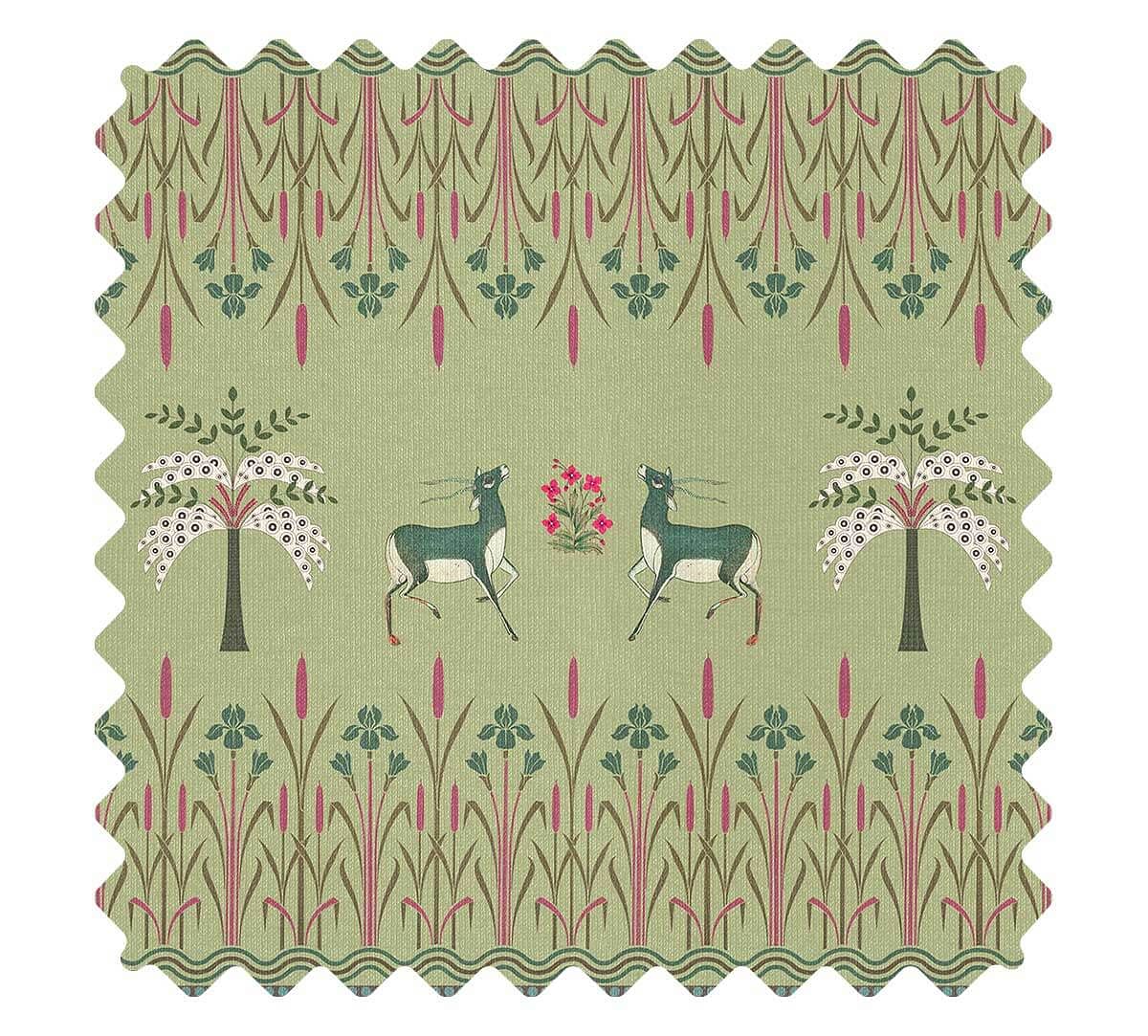 India Circus by Krsnaa Mehta Moss Mirroring Deer Garden Fabric