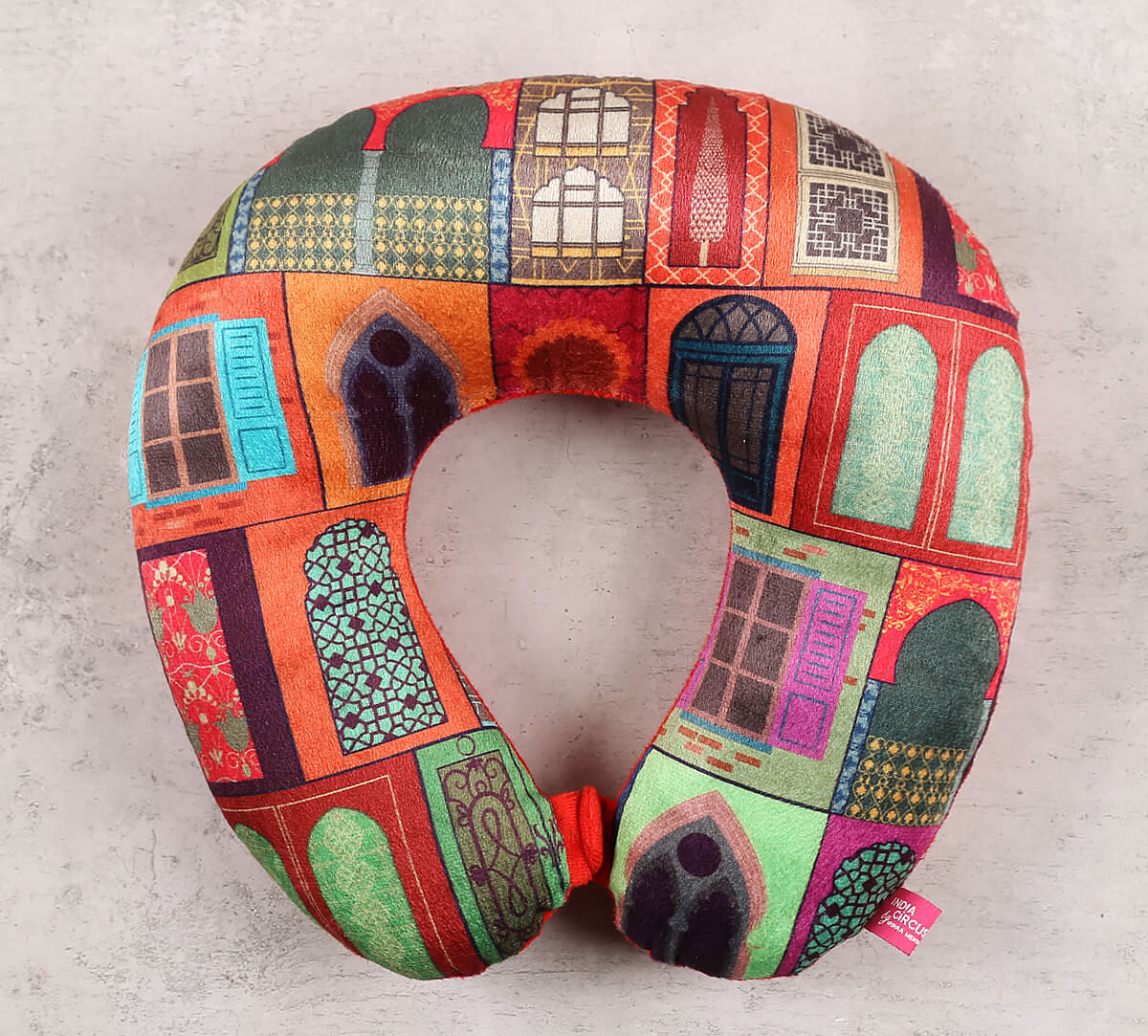 India Circus by Krsnaa Mehta Mughal Doors Reiteration Neck Pillow