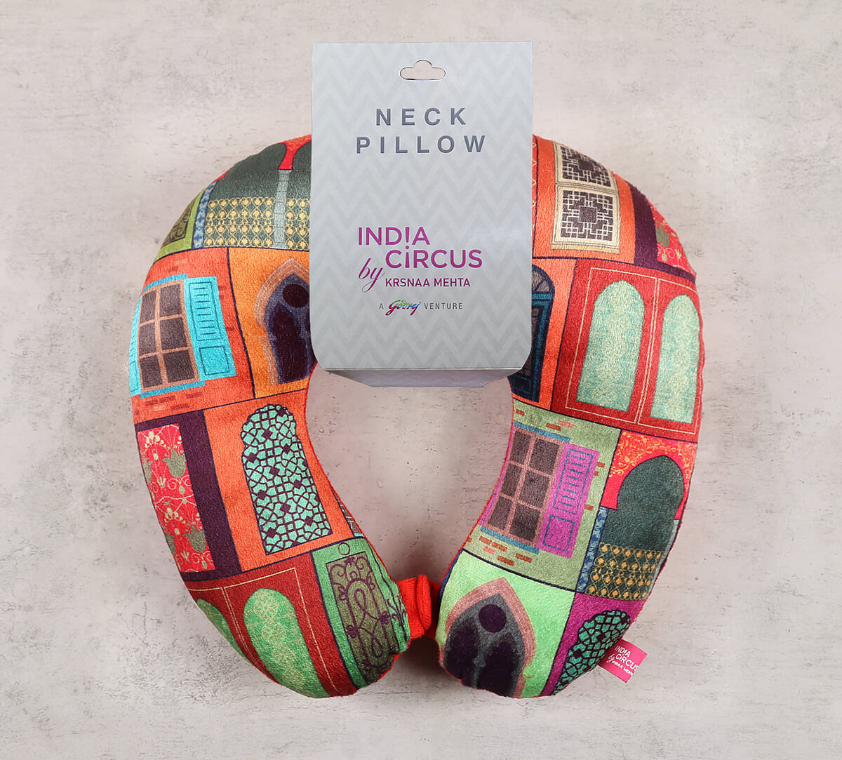 India Circus by Krsnaa Mehta Mughal Doors Reiteration Neck Pillow