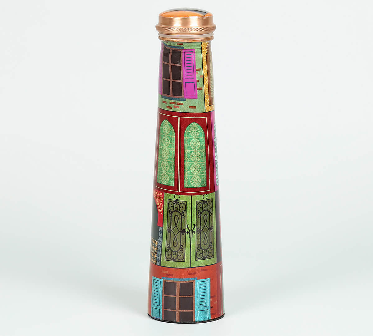 India Circus by Krsnaa Mehta Mughal Doors Reiteration Tapered Copper Bottle