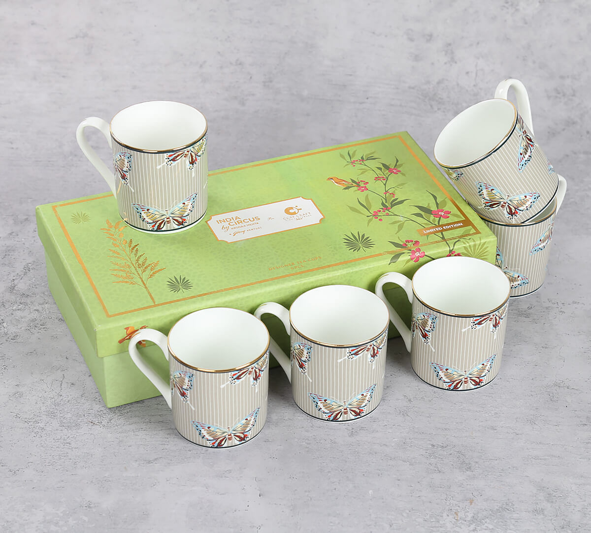 India Circus by Krsnaa Mehta Nature's Bloom Melon Mug Set of 6