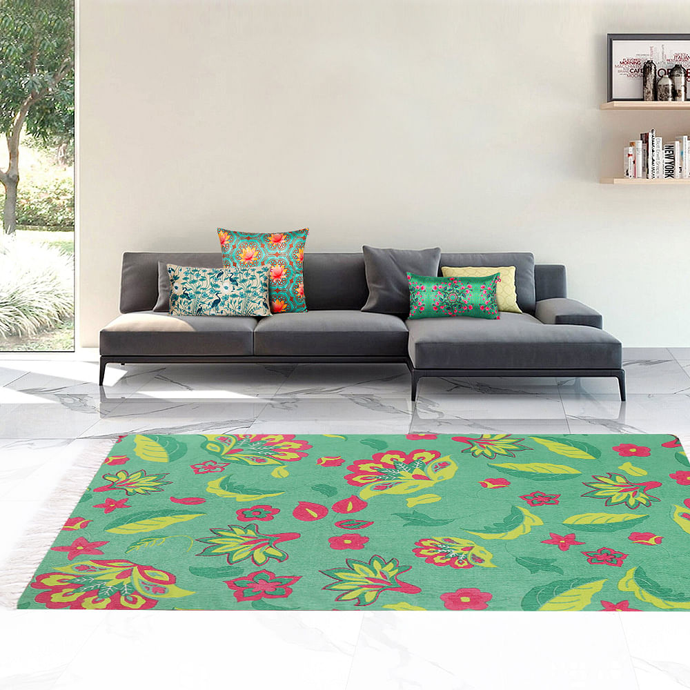 India Circus by Krsnaa Mehta Neon Cyanic Pop Burst Rug