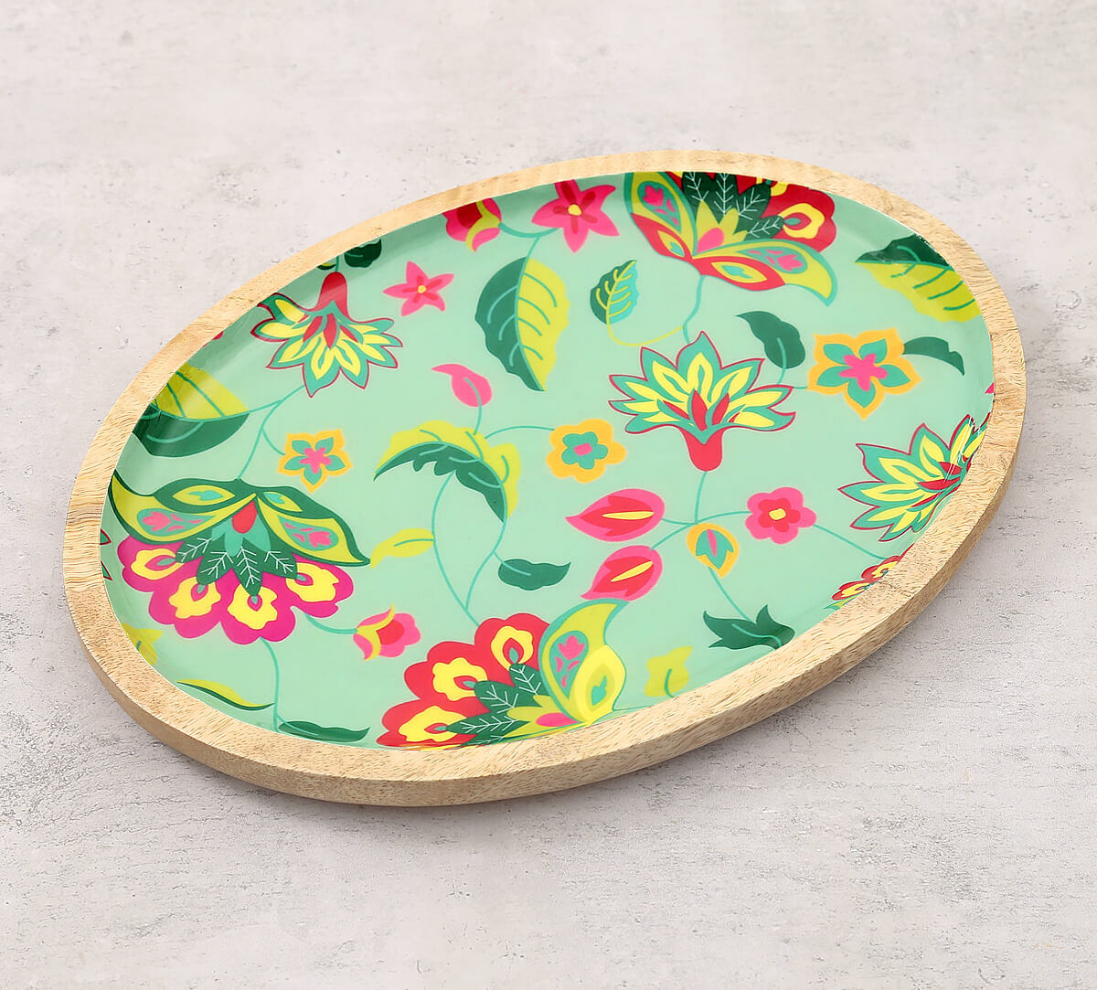 India Circus by Krsnaa Mehta Neon Cyanic Pop Burst Oval Platter