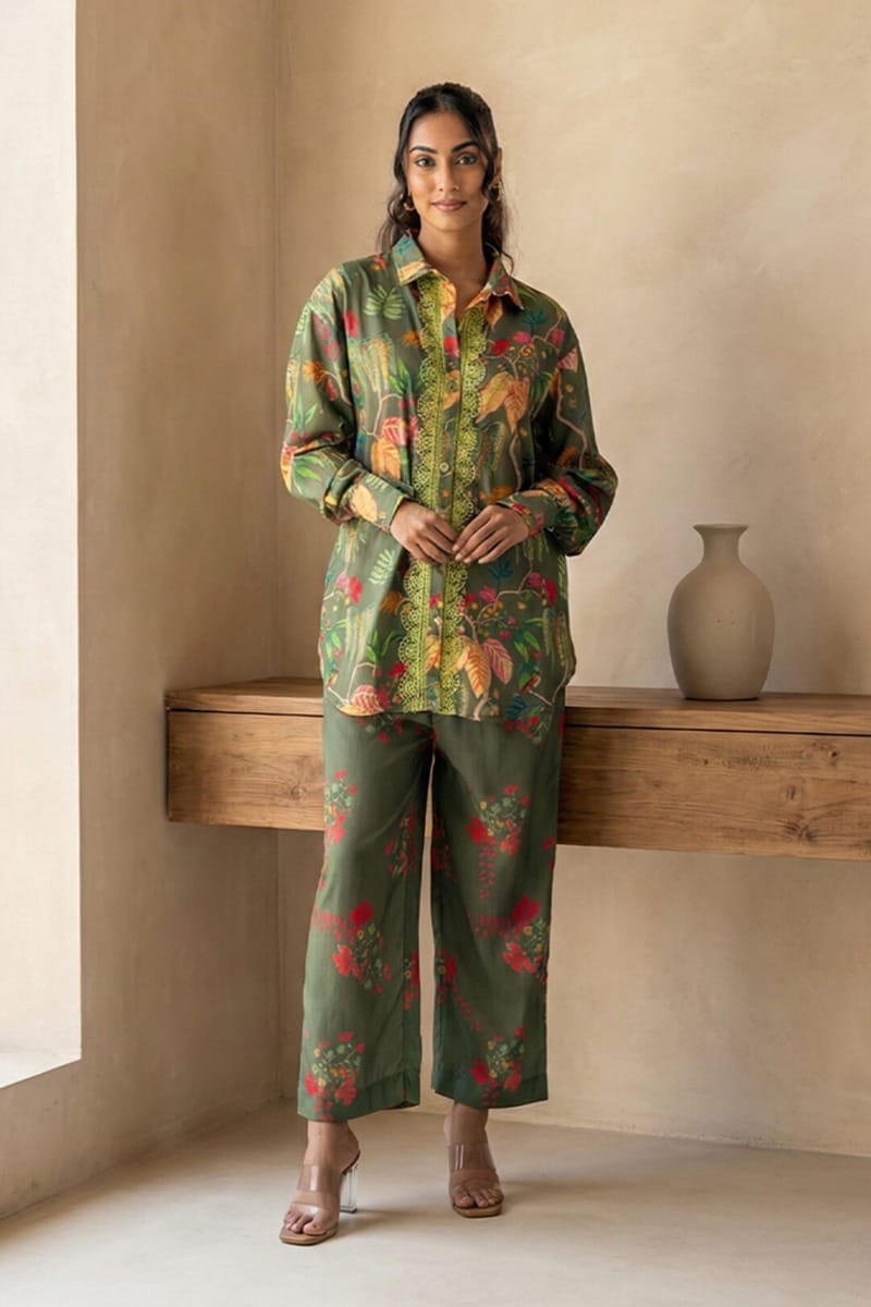 India Circus by Krsnaa Mehta Olive Garden Co-Ord Set