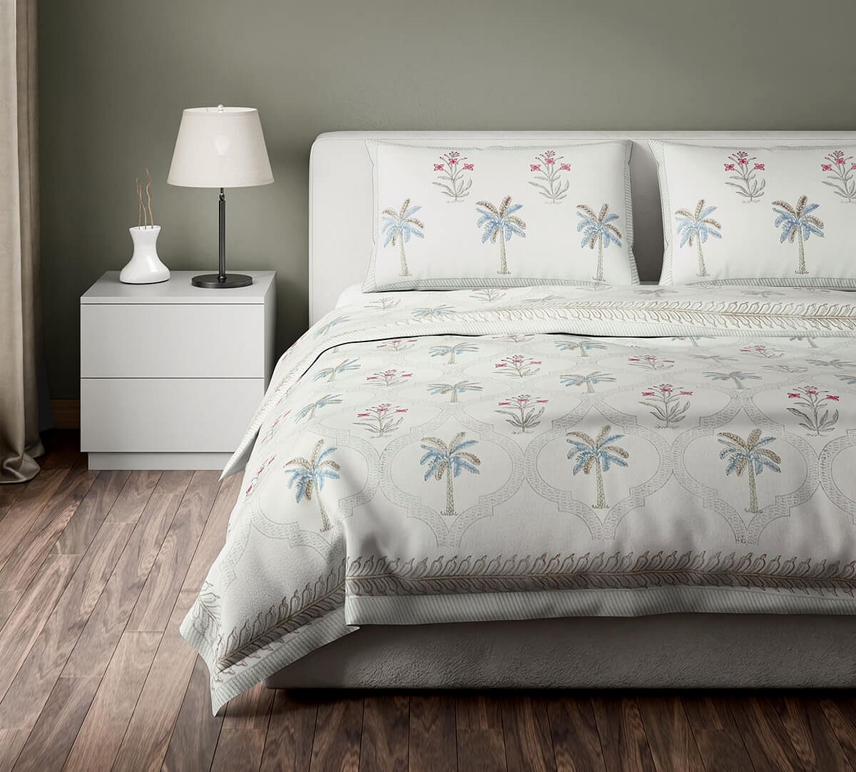 Palm Lattice Waffle Bed Cover Set