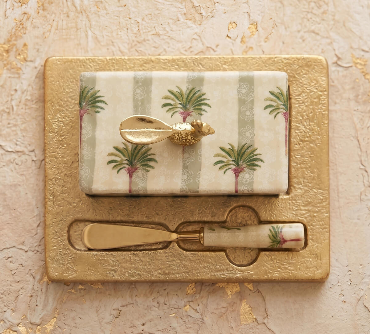 Palms of Chanderi Butter Dish with Butter Knife