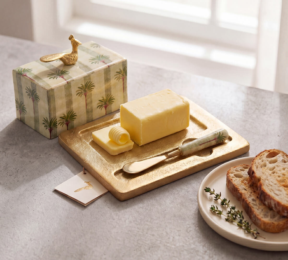 Palms of Chanderi Butter Dish with Butter Knife