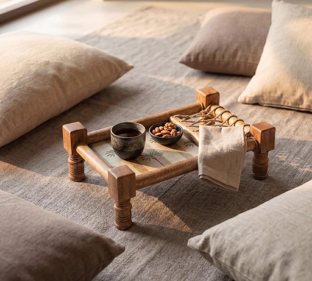 Palms of Chanderi Wooden Platter