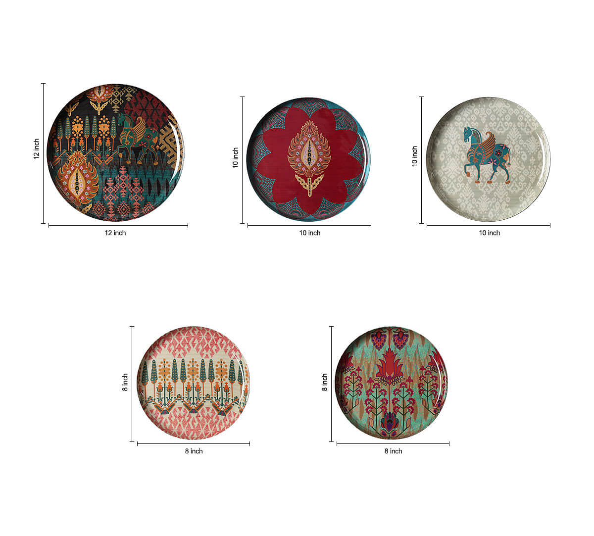 India Circus by Krsnaa Mehta Pegasus of Greece Wall Decor Plates Set of 5