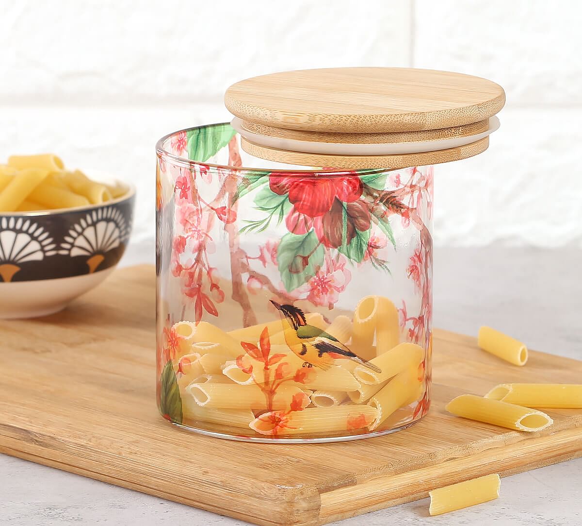 India Circus by Krsnaa Mehta Perching Floral Paradise Glass Jar 680mL