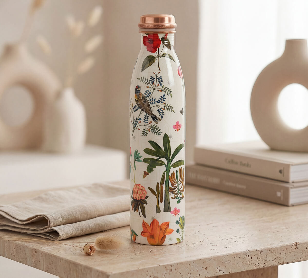 Petal and Plume Copper Bottle