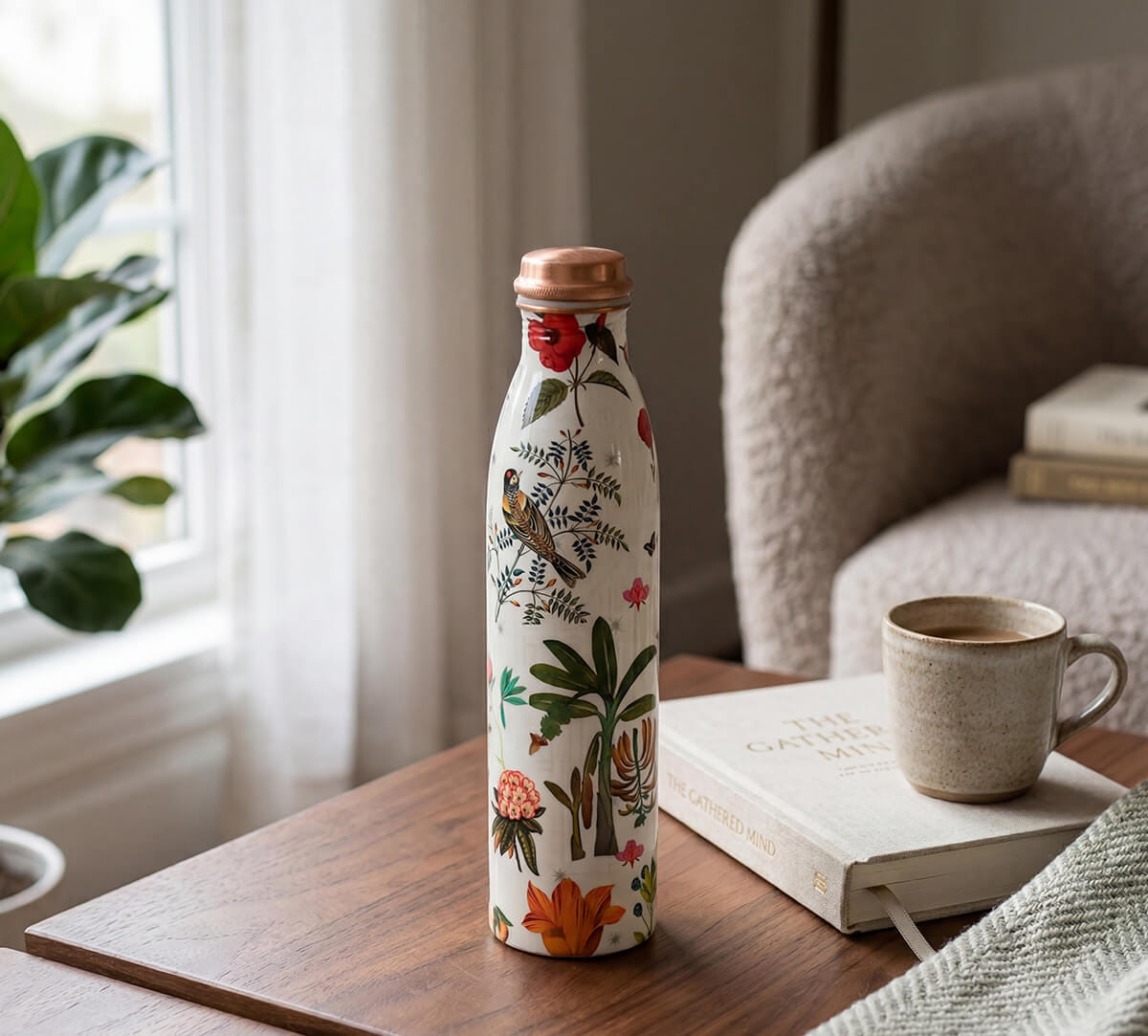 Petal and Plume Copper Bottle