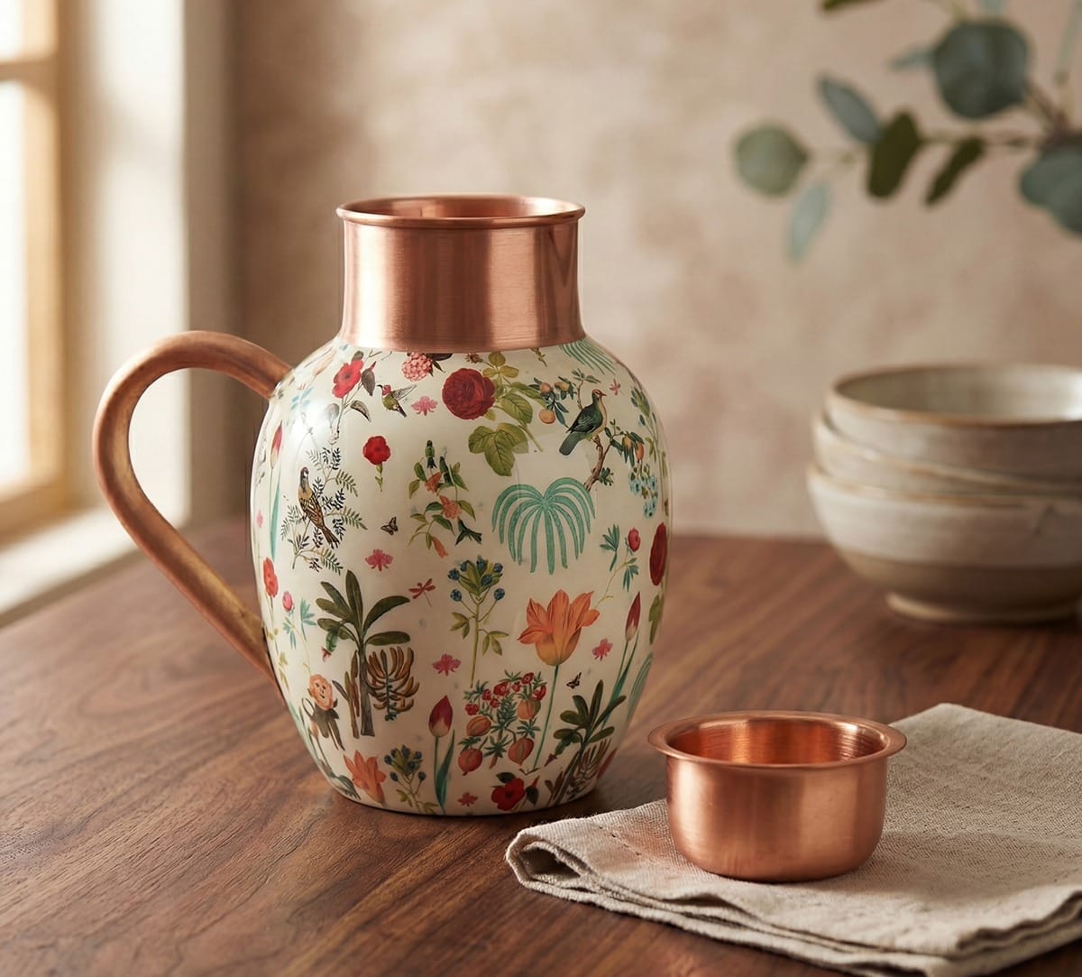 Petal and Plume Copper Jug Set