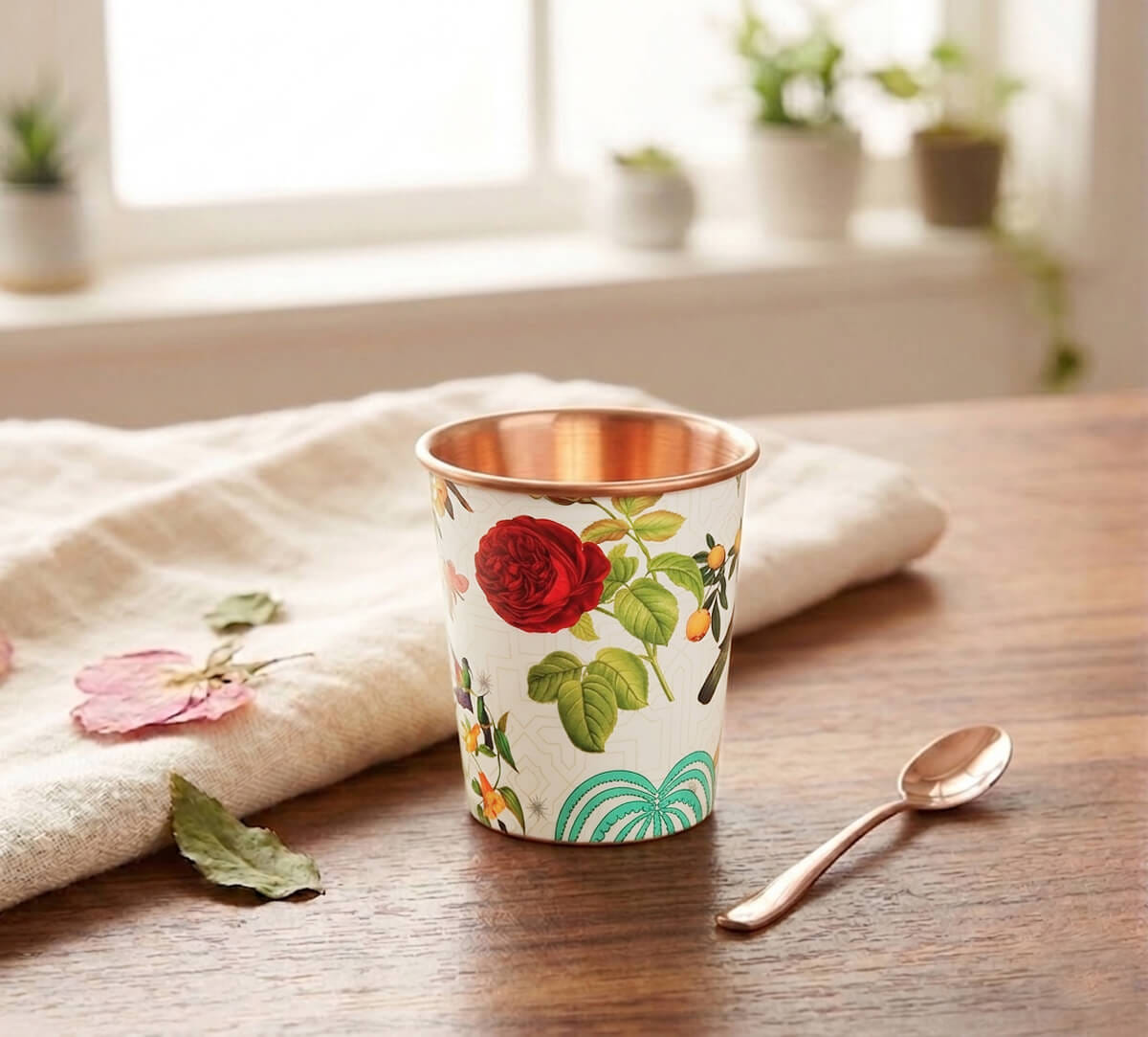 Petal and Plume Copper Tumbler Small