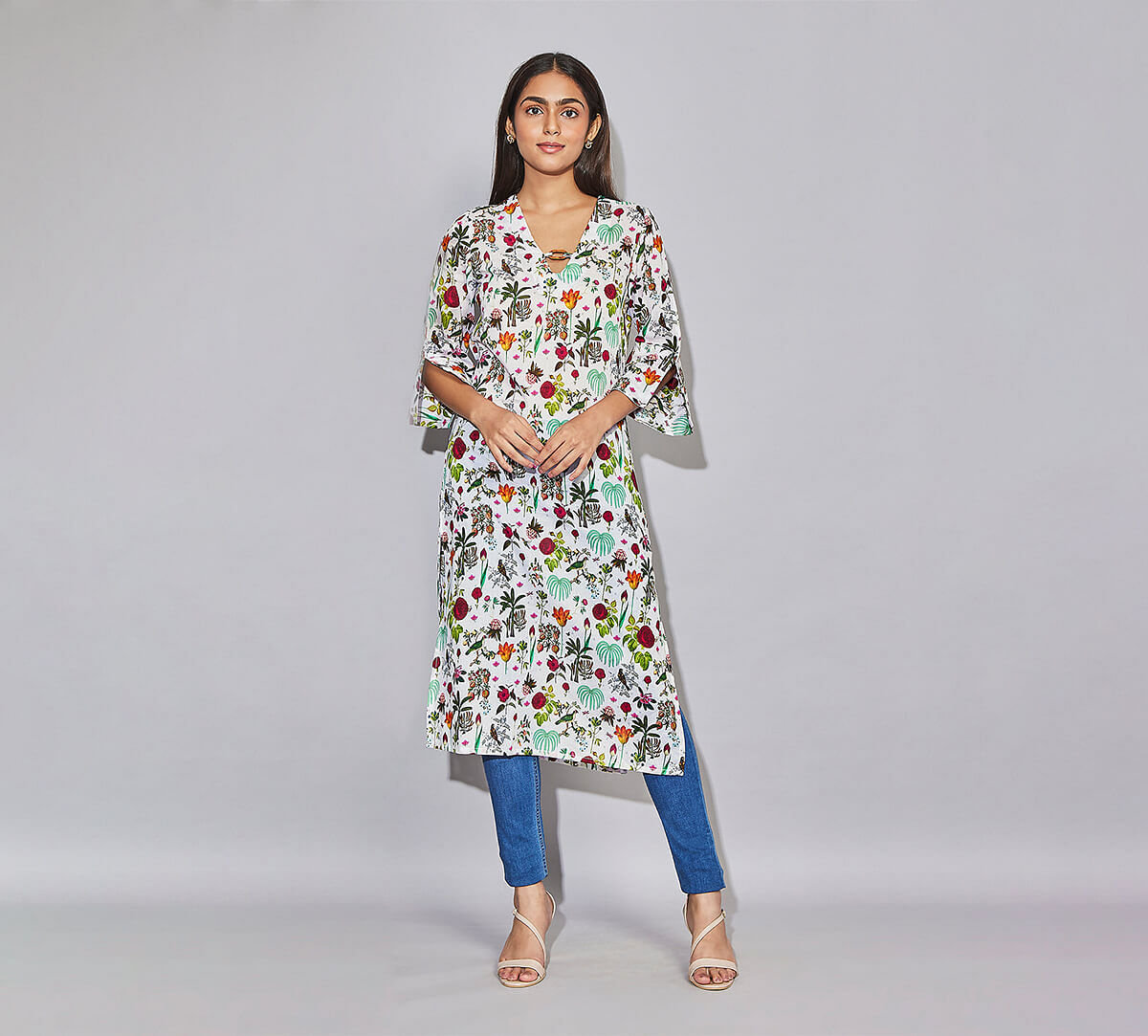 India Circus by Krsnaa Mehta Petal and Plume Kaftan Kurti Long