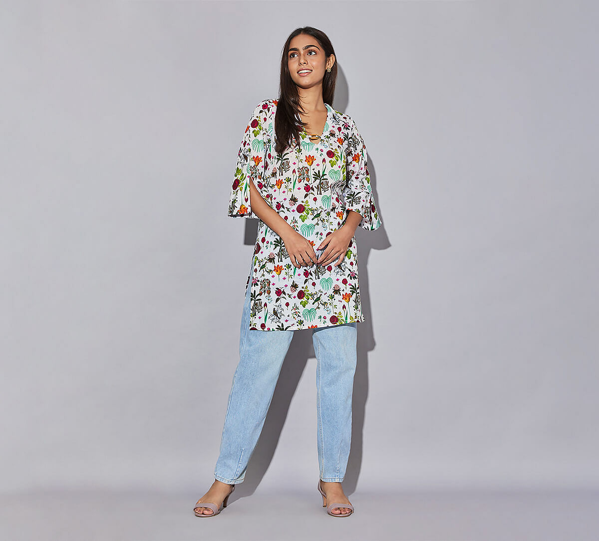 India Circus by Krsnaa Mehta Petal and Plume Kaftan Kurti Short