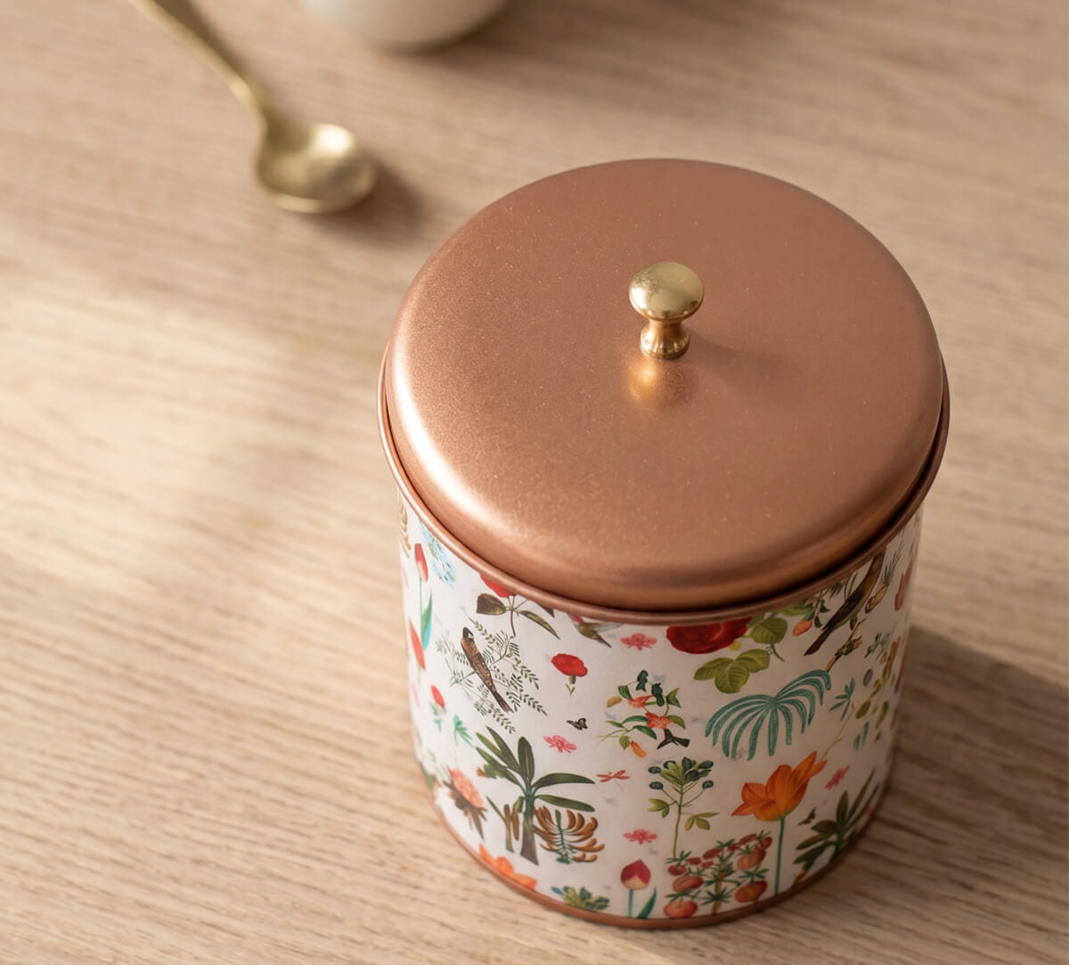 Petal and Plume Steel Cookie Jar
