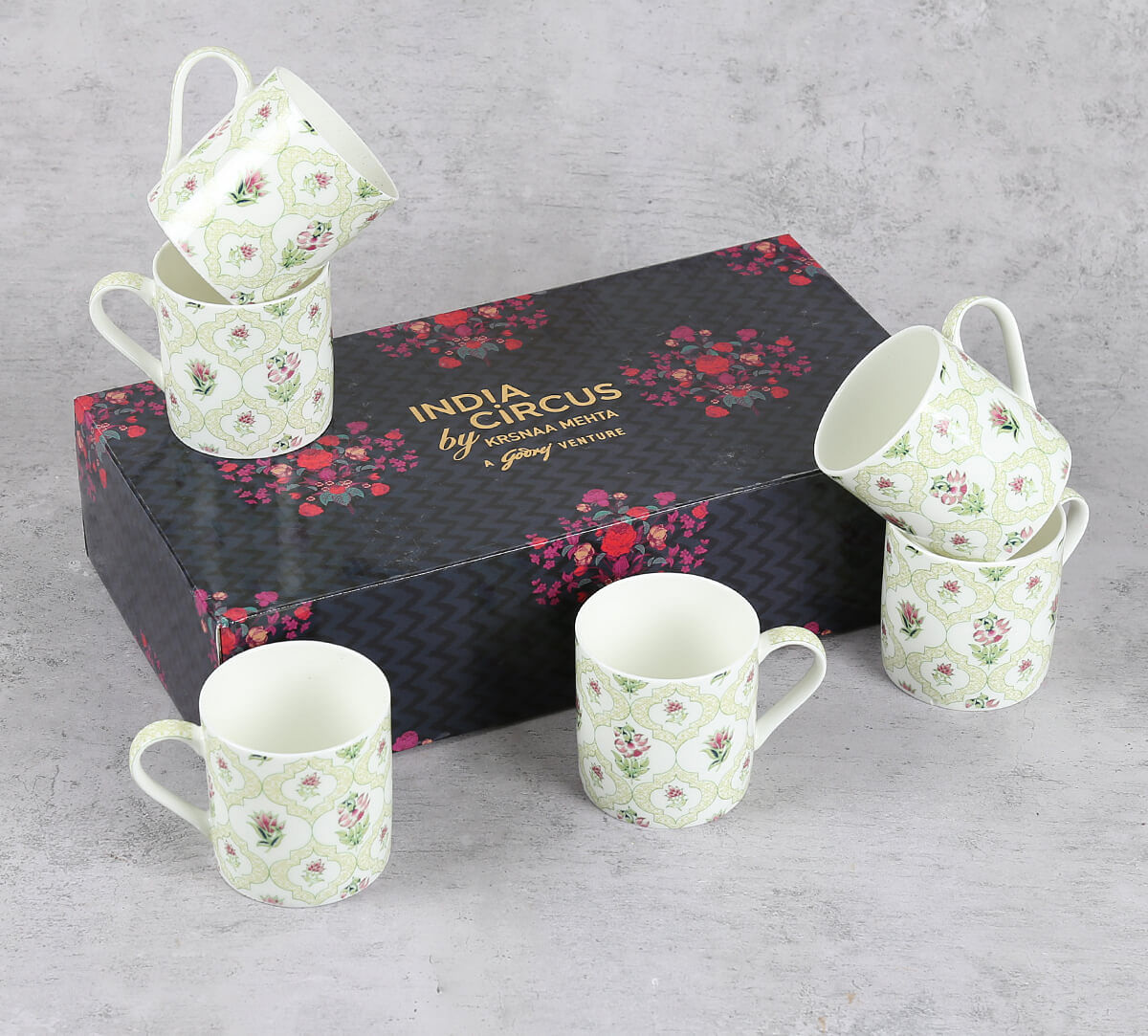 India Circus by Krsnaa Mehta Petal Perfection Mug Set of 6