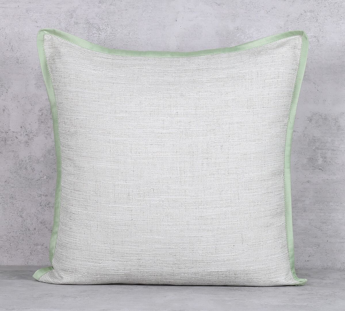 India Circus by Krsnaa Mehta Pistachio Flange Khadi Cushion Cover