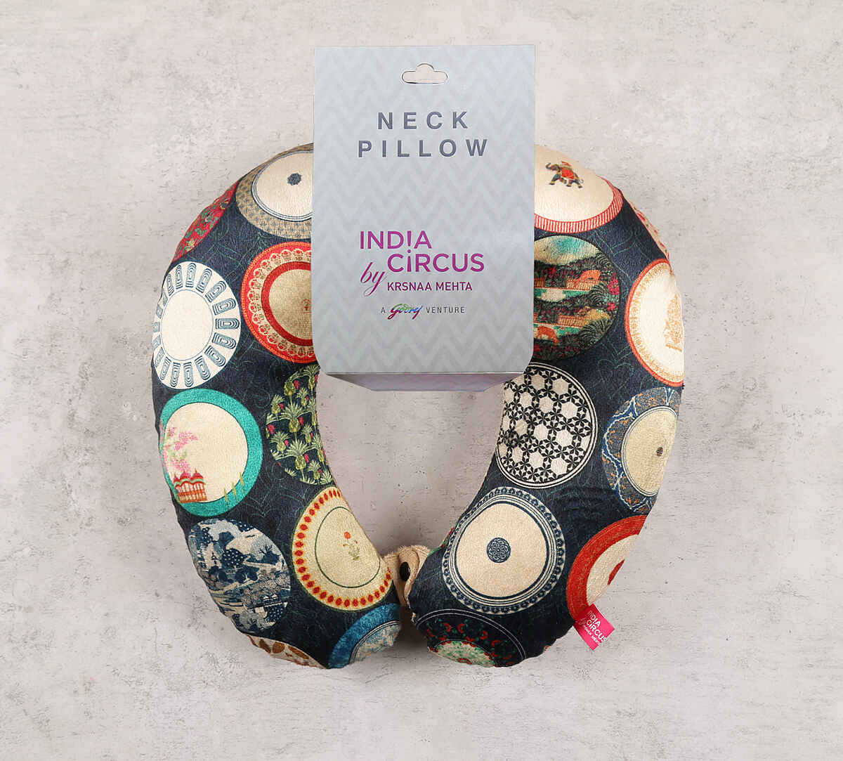 India Circus by Krsnaa Mehta Platter Portrayal Neck Pillow