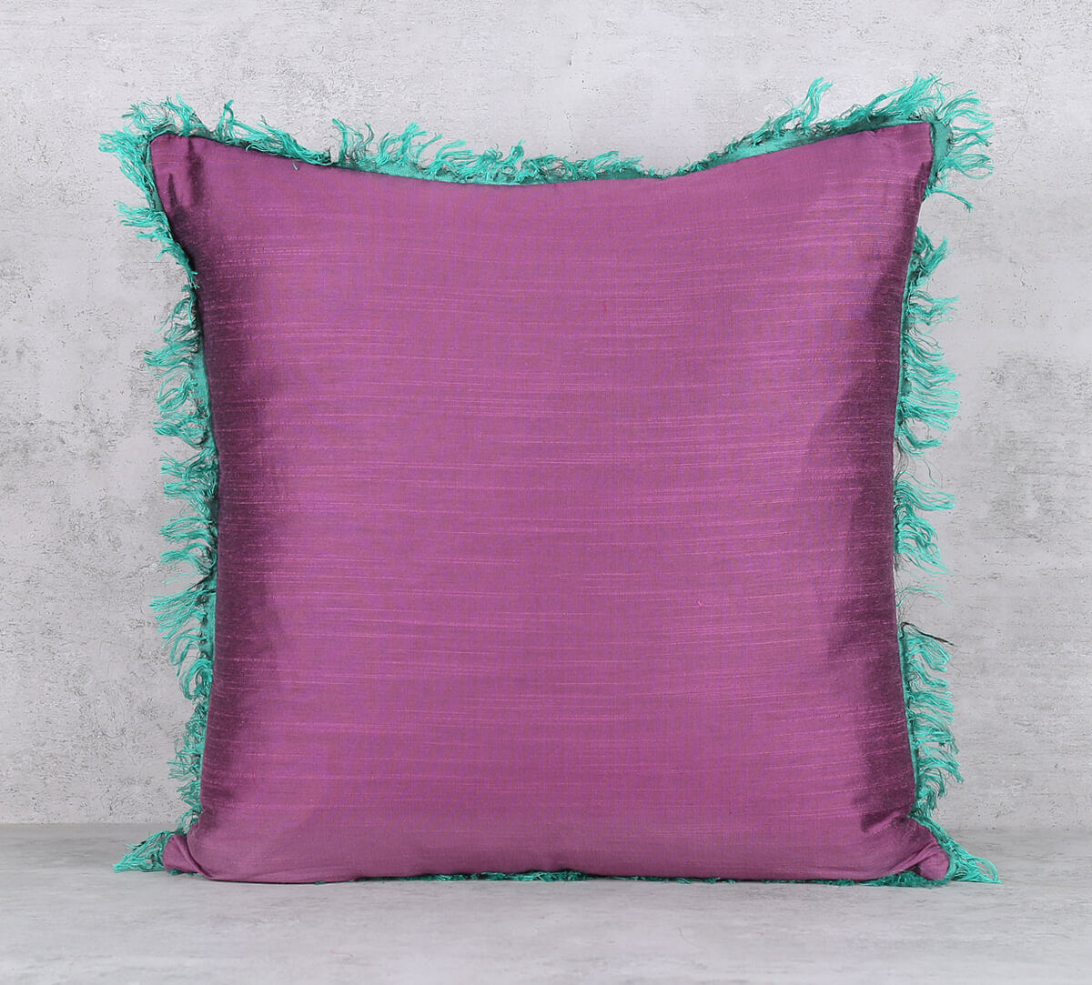 India Circus by Krsnaa Mehta Plum Fringe Cushion Cover